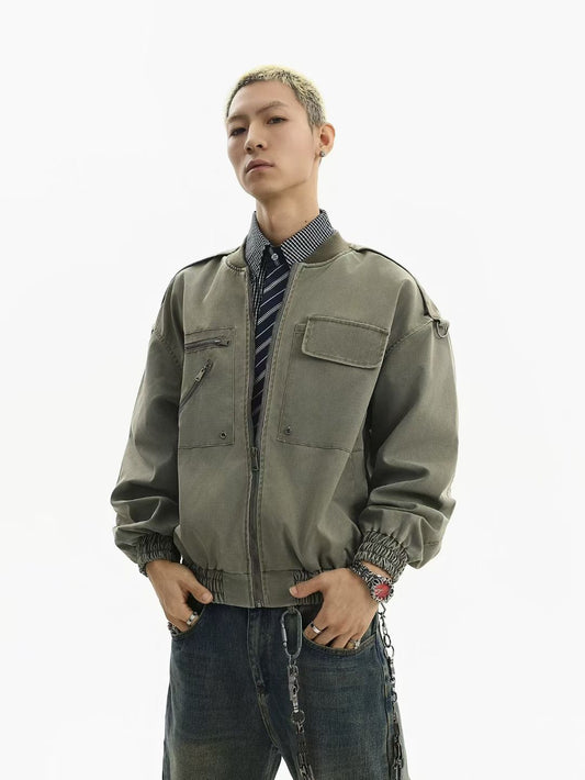 Utility Pocket Bomber Jacket – Olive Green